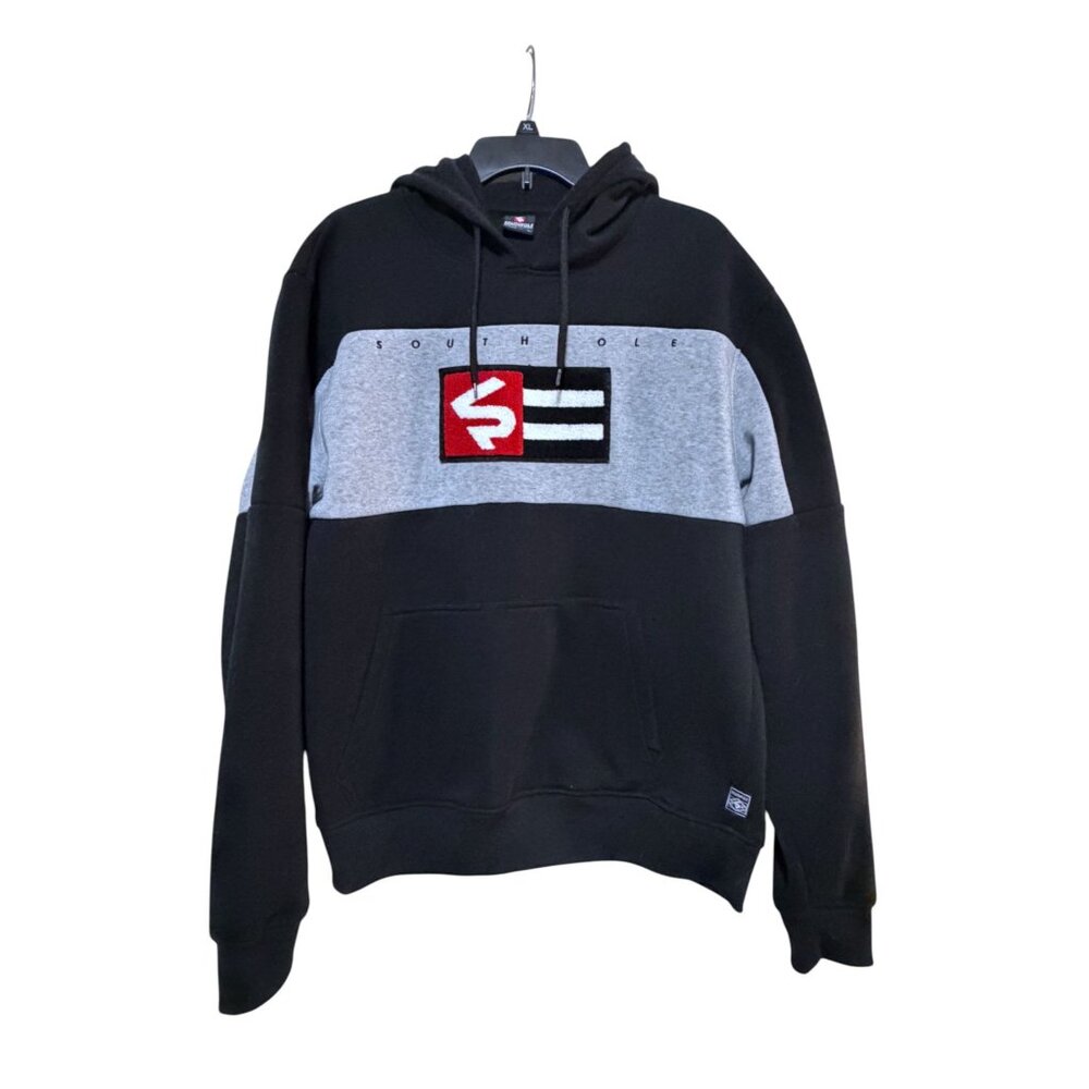 Y2K South Pole Logo Hoodie L Oversize Embroidered Terry Cloth Spellout Grunge